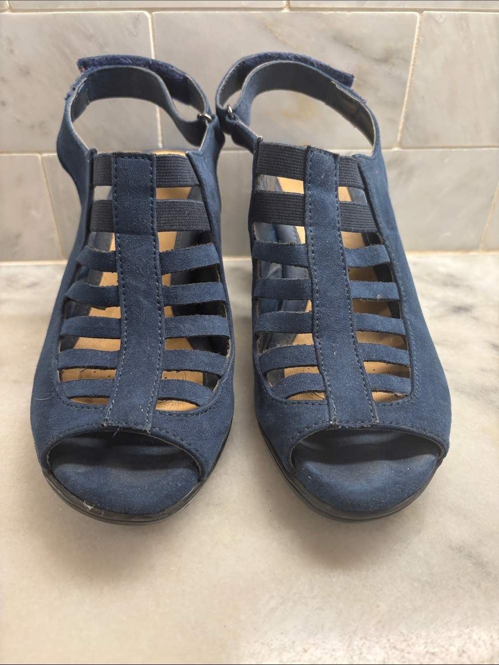 Croft & Barrow - Women's Navy Blue Strappy Suede Sandals